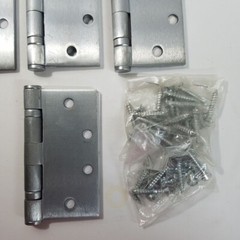 Lot 6 Ball Bearing Commercial Butt Hinges Square 4.5 x 4.5 Satin Chrome 26D