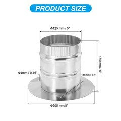 5″ Galvanized Steel Round Duct Collar Duct Connector Flange Pipe Collar