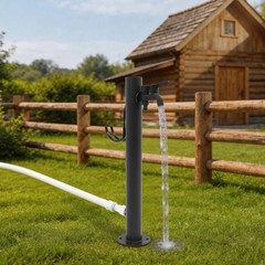 2-Outlets Outdoor Water Column Faucet Floor Mount Column Faucet Garden Faucet