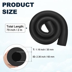 Pipe Insulation Foam Tube, 60mm ID 30mm Thick 6.6Ft Pipe Cover Wrap Roll [Black]