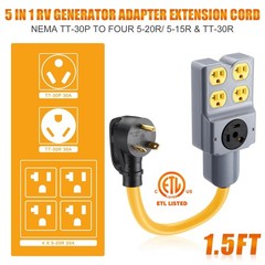 Kanayu 1.5 FT RV Generator Adapter Extension Cord ft, yellow, gray, black