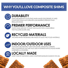 Composite Shims & Wedges for Leveling – Waterproof (24 Pack) 8-Inch Heavy Duty D