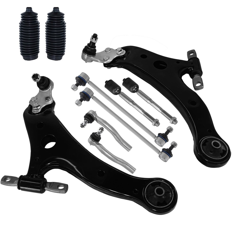 12Pcs Suspension Kit Control Arm Ball Joint Sway Bar Link Tie Rod End Camry07-11