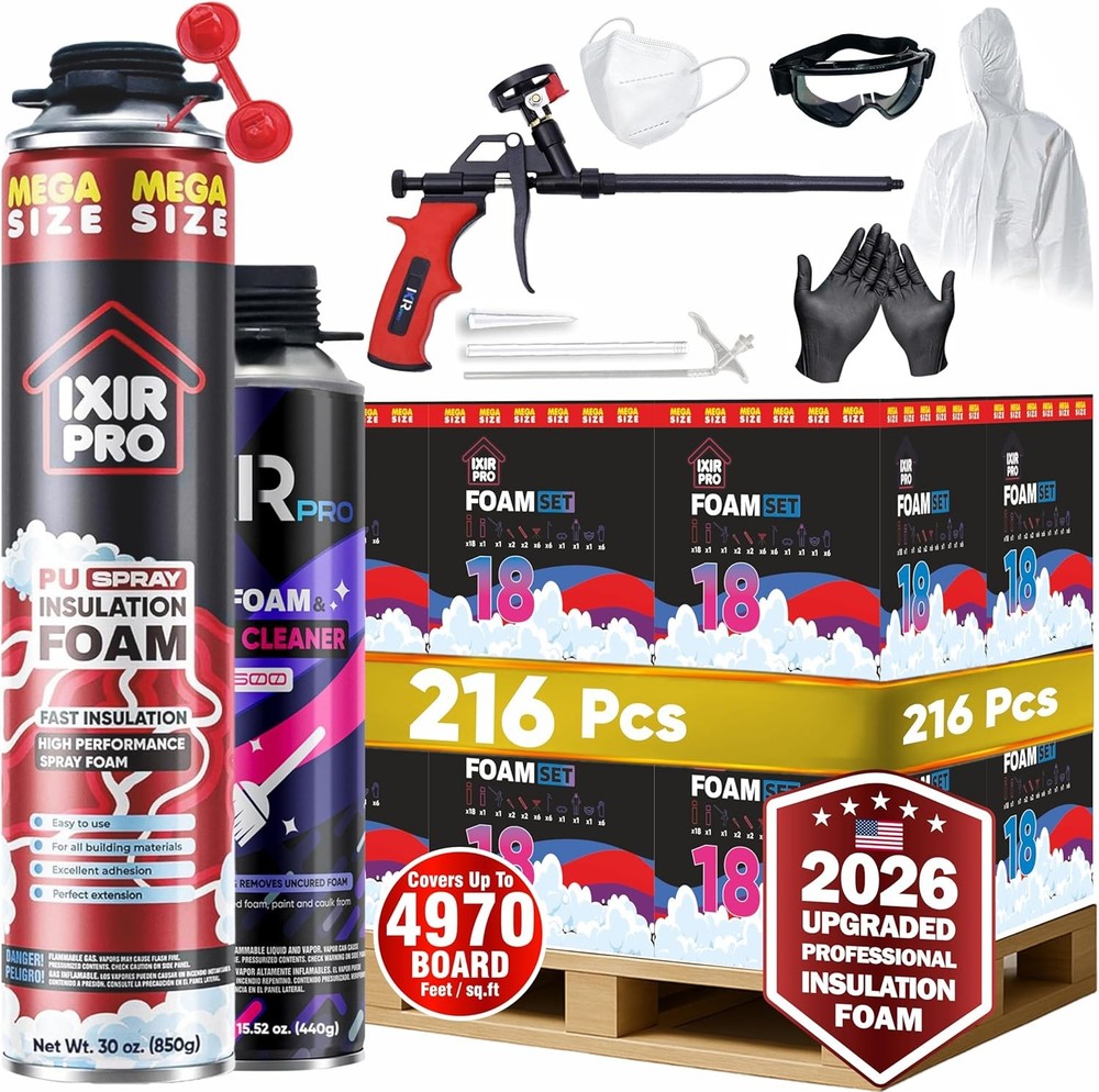 Mega Size Spray Foam Insulation Kit (216 PK Kit-30oz / 850 g) Expanding Sealant