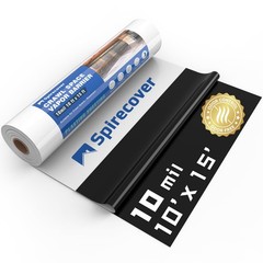 Spirecover Crawl Space Vapor Barrier, 10 Mil Vapor Barrier, 10’x15′, Plastic Dro