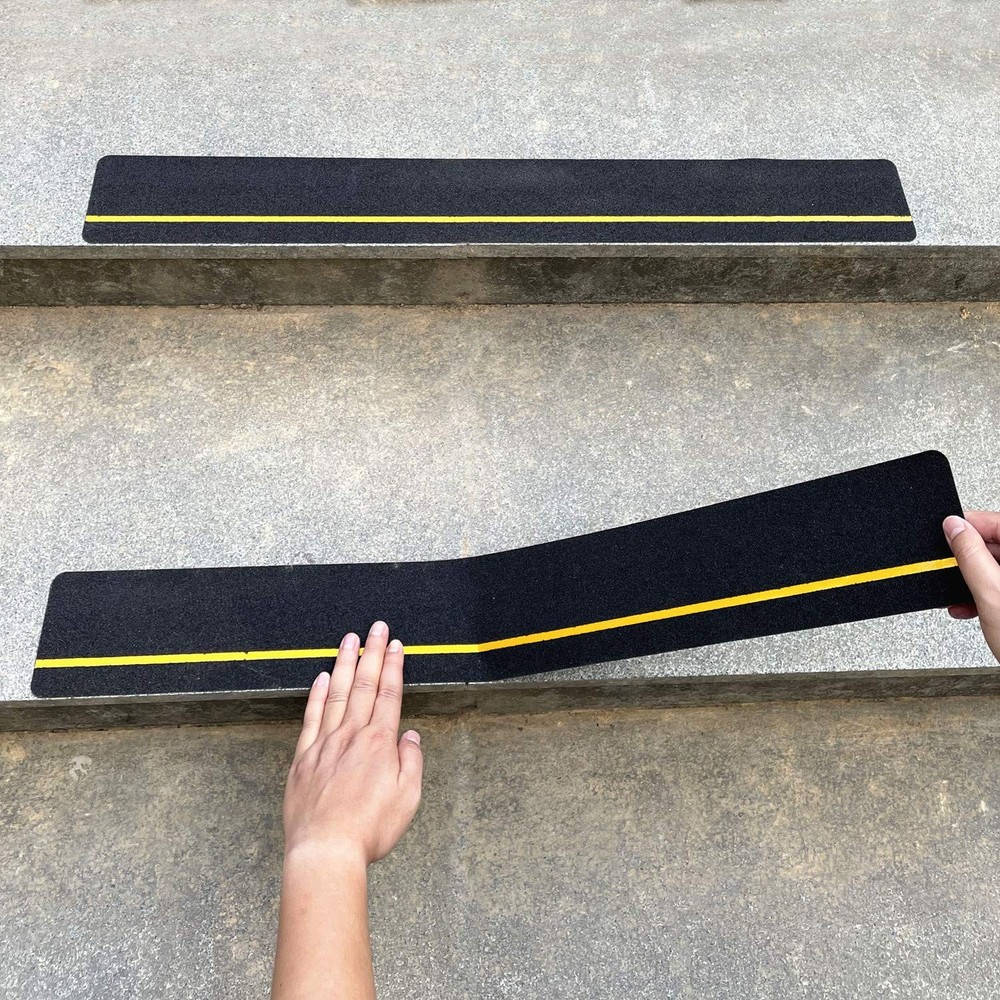 COSIMIXO 4″ x 30″ 10Pack Anti Slip Stair Tread x 10-Pack, Black/Yellow