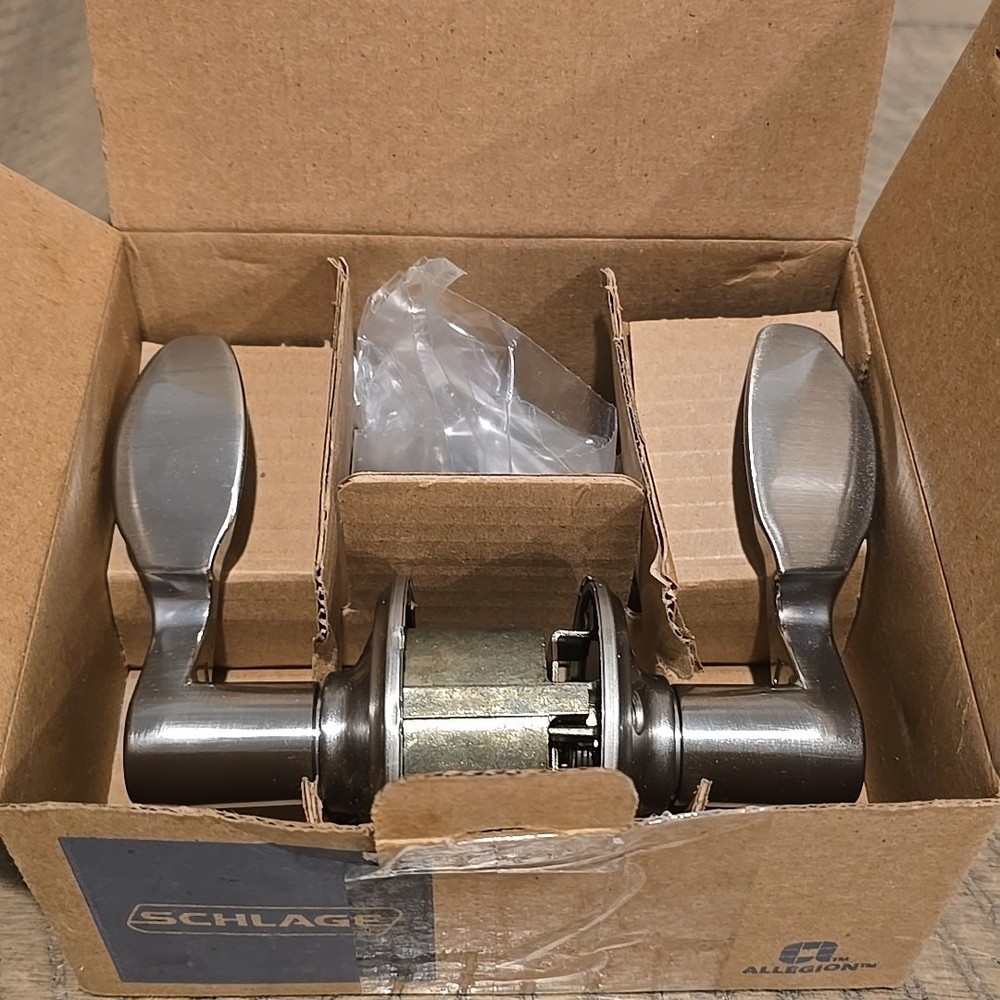 Schlage Residential Avanti Privacy Lever Lock, Satin Nickel, push-button locking