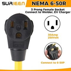 SURIEEN NEMA L14-30P to 6-50R Generator Welder 1.5FT 6-50R, Yellow