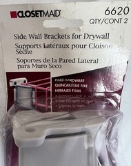 ClosetMaid 6620 Side Wall Brackets for Drywall Shelving Support QTY 2 White NEW