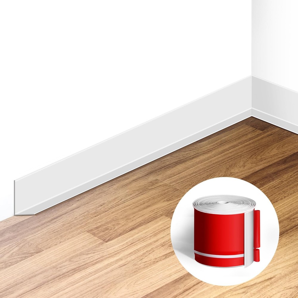 Flexible Baseboard Molding Trim 3 Inch(W) x 20 Feet(L) Self 20 Feet, White