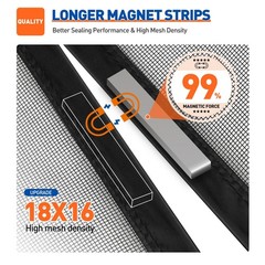MAGZO Magnetic Screen Door Fit Size 48 48 x 96 Inch, Black