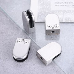 8Pcs Semicircle Glass Clamps Brushed Nickel 65x43x24mm for Glass Shelves Kitchen