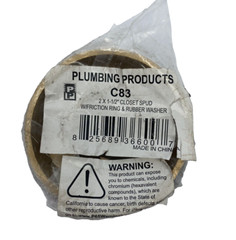 C83 Plumbing Products 2”x 1-1/2”Brass Closet Spud w/Friction Ring &Rubber washer