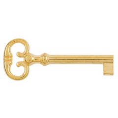 Brass Plated Skeleton Key for Cabinet, Grandfather Clock Doors, Dresser Drawe