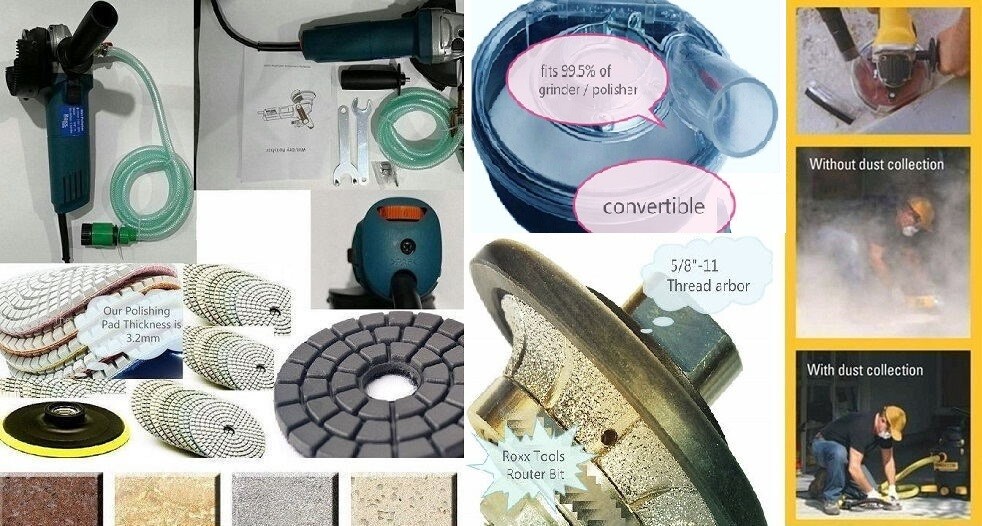 Wet Polisher 3/4″ 1 1/4″ Bullnose dust shroud polish pad concrete stone granite