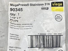 Viega 90345, MegaPress 1-1/2” to 1″ Reducer, 316ss, 200psi, EPDM Sealing O-Ring