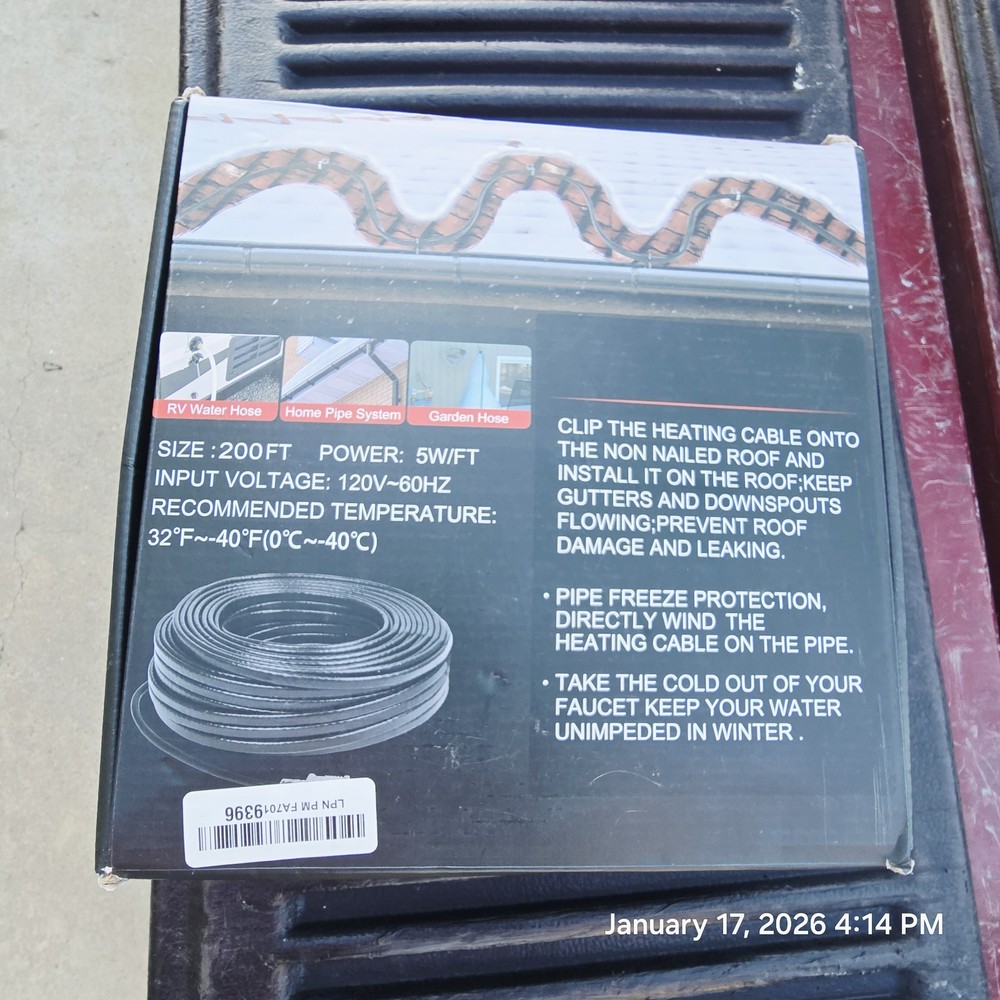 200FT self regulating heating cable, for roof, gutters, pipe. freeze protection