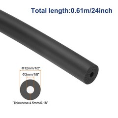 Pipe Insulation Foam Tube Lagging Insulation 3mm ID 12mm OD 24″ Black