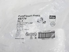 10 pcs Viega 49774 1-1/4″ x 1-1/4″ x 3/4″ P1xP2xP3 PureFlow Press Tee – Polymer