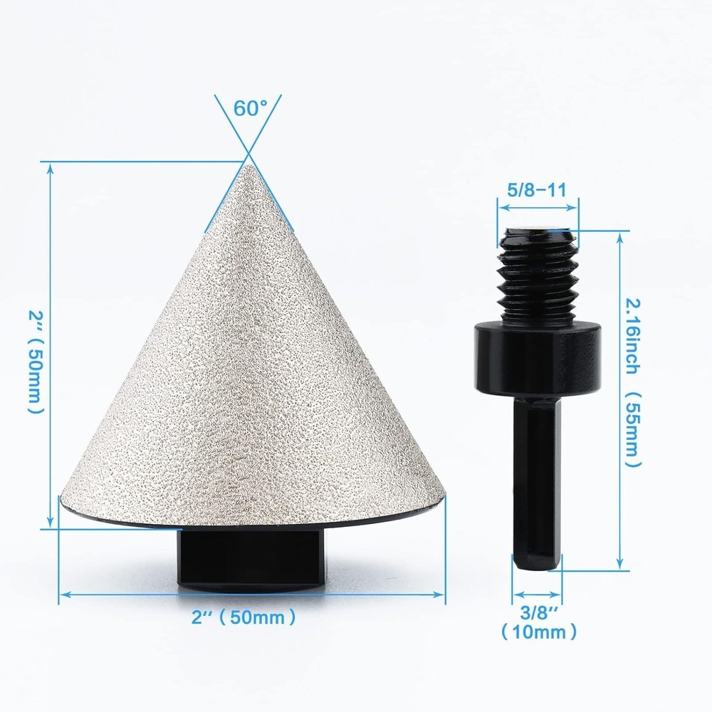 10PCS: 1-3/8″ 1-7/8″ 2″ MARBLE CERAMIC Beveling Chamfer Milling Bit Hex Adapter