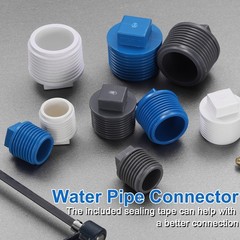 5Pcs 1 Inch PT Male Thread PVC Pipe Fitting Plug with Tape, Blue