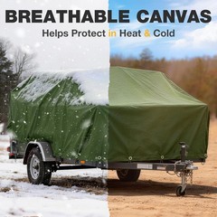 Winpull Heavy Duty Canvas Tarp 8×10 ft, 12oz (350 GSM) Cotton Canvas Water-Re…