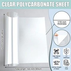 Beeveer Polycarbonate Clear Plastic Sheet 1 Pcs 48″ x 48 x 144 inches,