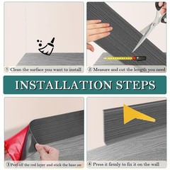 Lsgcq Flexible Baseboard Molding Trim 4 Inch X 60 Feet Self-Adhesive Vinyl Wall