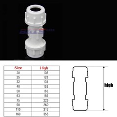 PVC Push Fit Plumbing Fittings Union Straight Pipe Quick Couplings 20mm-160mm