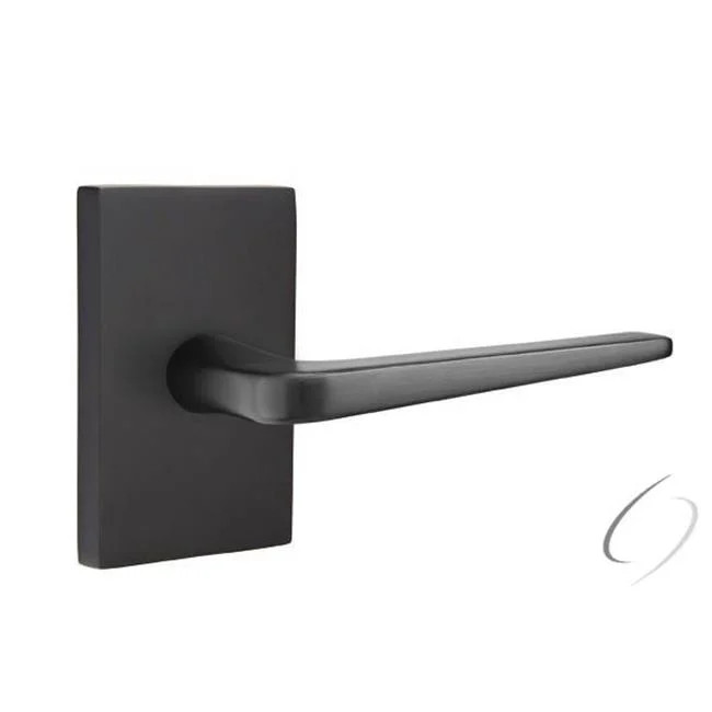 Athena Lever Left Hand Privacy with Modern Rectangular Rose Flat Black