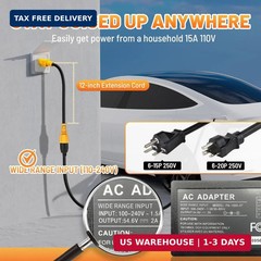 MECMO Outdoor 12 inch 15 Amp Household to 20 Amp AC Power Adapter Cable Waterpro