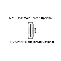 1Pc Stainless Steel Double Male Thread Extension Tube 1/2″3/4″1″ Garden Irrigati