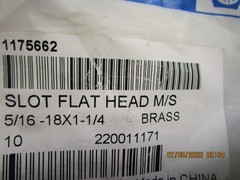 5/16″-18 x 1-1/4″ Slotted Drive Flat Head Brass Machine Screw QTY 10