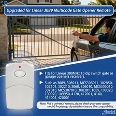 Upgraded for Linear 3089 Multicode Gate Opener Remote, 308911 Multicode Remot…