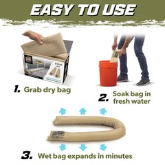 Flood Hero 6 ft Water Activated Sandbags – 2 Pack Flood Bag Barriers for Home