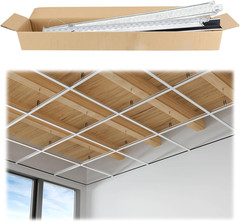 Muzata 64 Sq Ft Drop Ceiling Grid System White Complete Set Galvanized Steel Gri