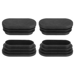 uxcell Plastic Hole Plugs, 4Pcs 50x25mm Oval Pipe Tubing End 50x25mm, Black
