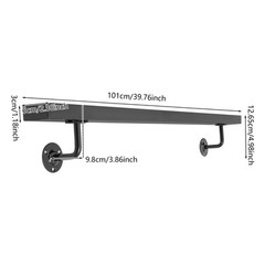 Stainless Steel Stair Rail 101×9.8cm – Baking Paint Wall Mount, 90kg Capacity