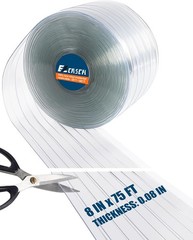 Vinyl Strip Curtain Roll PVC 8 Inches x 75 feet, Clear,Transparent