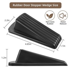 JZWBLILY Door Stoppers for Bottom of on Floor, Premium 4 Pack, Black