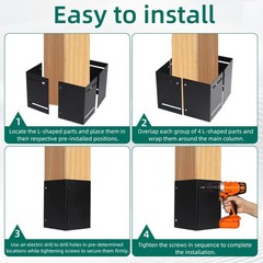 Riyhch Adjustable Post Protector,Protects Wooden postbox(4×4 & Black