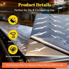 Aluminum Diamond Plate Sheet, 3003 H22, 17GA 0.045″ Thick 6″ x 120″, Silver