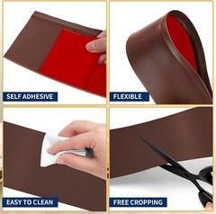 Vinyl Wall Base Baseboard Molding Trim 4″ Flexible Self 4in x 20ft Brown