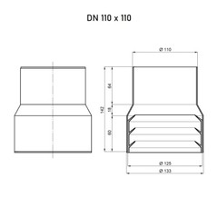 Connector Clay Pipe or Cast Iron Pipe to Plastic Pipe 110mm Adaptor with Gasket