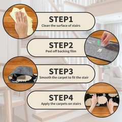 Non-Slip Carpet Stair Treads 7PCS, 8″x30″ Peel and Stick Stair Runner for Wooden