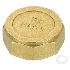 1pcs Brass Pipe Fitting Hex Head Plug G1-1/2″ with Gasket, Gold Tone