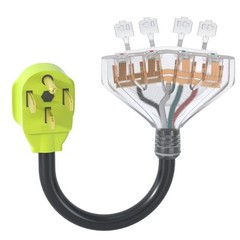 AOWEITOUR 50 Amp to 110 Adapter, 50 14-50P/4X 5-20R, YELLOW-GREEN