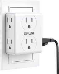LENCENT 2 to 3 Prong Outlet Adapter, 2 Power Strip, 6 1 Pack, White