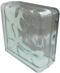 Nubio 7.75 in. x 7.75 in. x 3.875 in. Wave Pattern Double End Window Glass Block