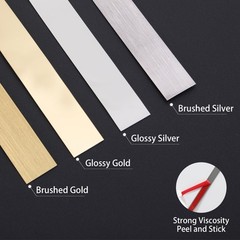Coengwui Peel and Stick Metal Molding Trim, 20ft x 0.6in, Brushed Silver